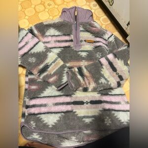Cozy Gray and Pink Patterned Women's Sweater
